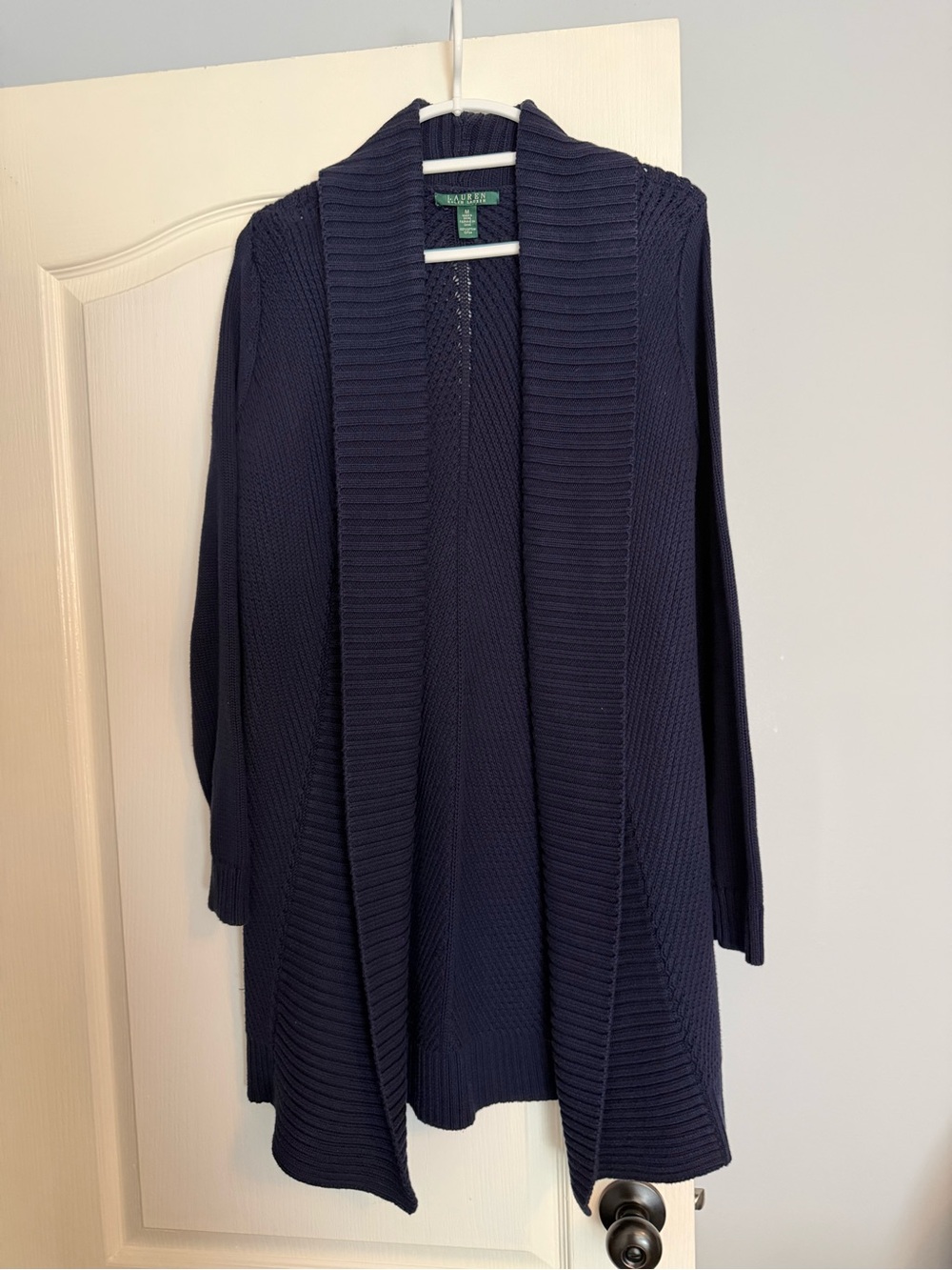 Ralph Lauren Navy Ribbed Open-Front Cardigan